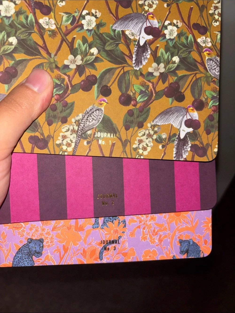 Anthropologie Bird & Floral Notebook — Mustard and Navy
